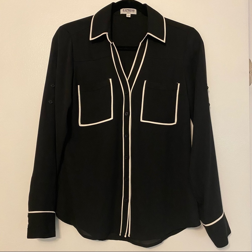 Express The Portofino Shirt Black White Size Small